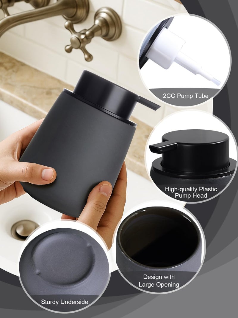 INGOFIN Ceramic Foaming Soap Dispenser - 12oz Foam Hand Soap Dispenser Bathroom, Ceramic Dish Soap Modern Dispenser with Pump for Kitchen, Matte Grey - Image 5